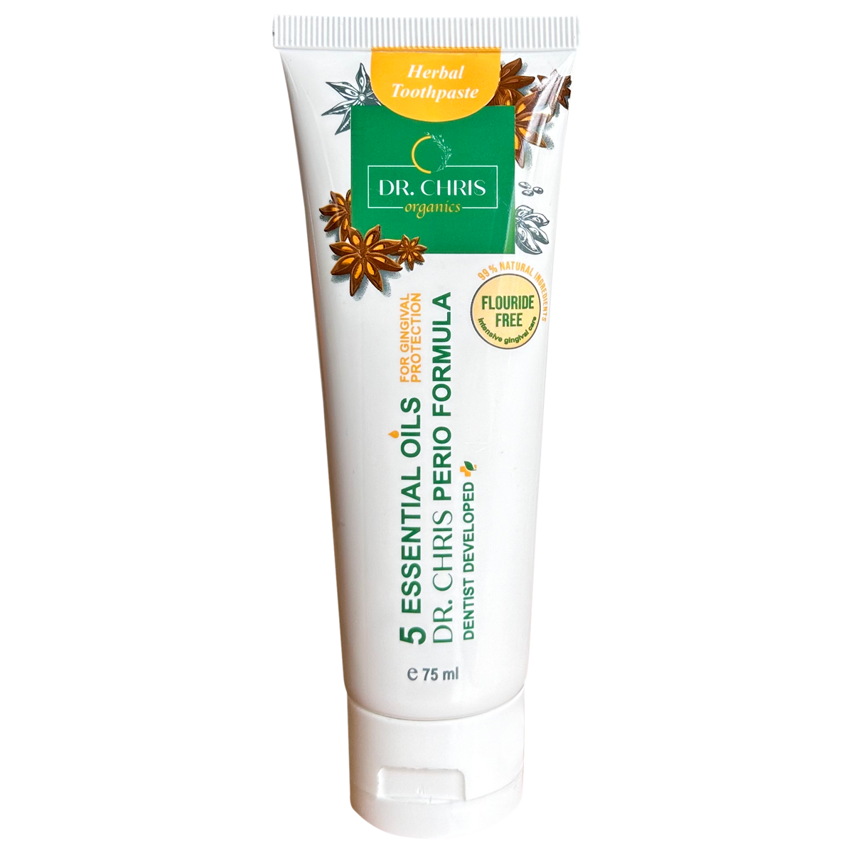 Паста за зъби Dr. Chris Perio Formula.
Натурална 99%